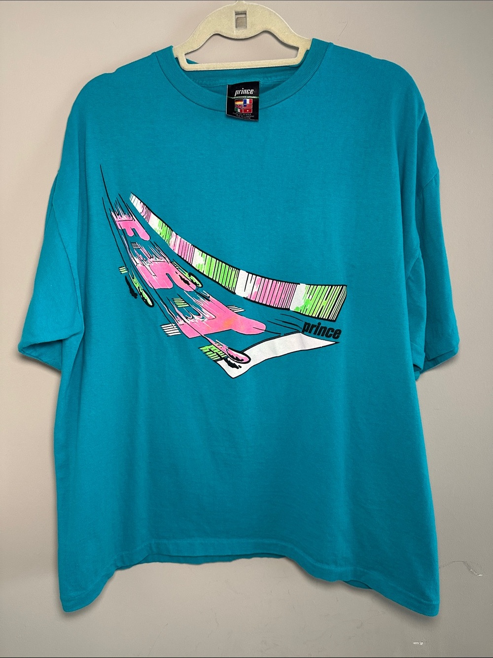 Prince FST 90s vintage Flow System Technology tennis teal tshirt
